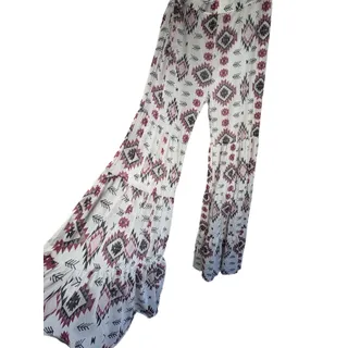 Photo of Marigold Kiss Women’s Flare Pants L Geometric Print White Pink Black Gray