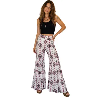 Photo of Marigold Kiss Women’s Flare Pants L Geometric Print White Pink Black Gray