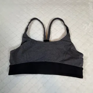 Photo of Lululemon Train Times Sports Bra W2AL2SH Women’s Sz 8 Black Gray