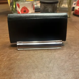 Photo of Salvatore Ferragamo Gancini Black Calfskin Continental Flap Long Wallet Women's