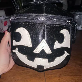 Photo of Mad Engine Black Glittery Jack-O’-Lantern Crossbody Purse EUC