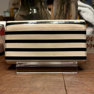 Photo of Kate Spade Sandra Wellesley Patent Leather Black and White Striped Wallet