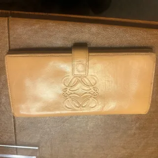 Photo of Loewe Tan Anagram-Embossed Leather Bi-fold Snap Wallet Vintage
