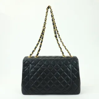 Photo of Chanel Jumbo Matelasse 34 Lambskin Leather Flap Bag Black