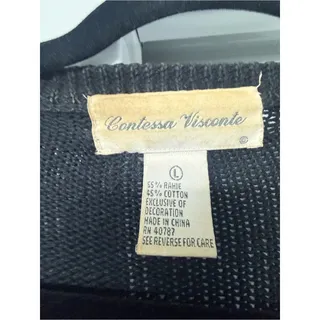 Photo of VTG Embellished beaded clock motif Black Cardigan Sweater Y2K 90s festive L