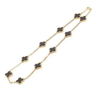 Photo of Van Cleef & Arpels Vintage Alhambra 10 Motif Necklace Onyx K18YG Yellow Gold