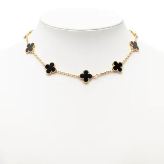 Photo of Van Cleef & Arpels Vintage Alhambra 10 Motif Necklace Onyx K18YG Yellow Gold