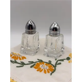 Photo of Set of Vintage Mini Cube Glass Salt and Pepper Shakers