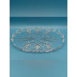 Photo of Vintage Bohemia Crystal Oval Serving Platter and Cruet Set Scalloped Edge