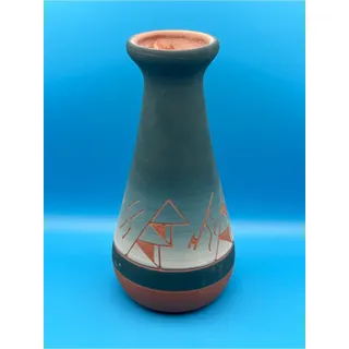Photo of Handcrafted Vintage Sioux Native American Pottery Vase Etched Design Terracotta