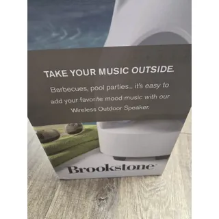 Photo of Brookstone Wireless Outdoor Weather Resistant Speaker 150' Range Dock NEW IN BOX