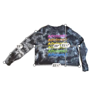 Photo of Polaroid Shirt Women XXL Black Tie Dye Cropped Long Sleeve Rainbow Graphic
