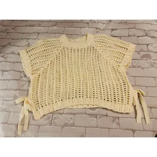 Photo of Women's Large Cream Chunky Open
Knit Tie Side Sweater