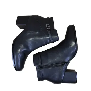 Photo of Andrea Ankle Boots Women’s 5.5 Black Block Heel Buckle Side Zip Dress Booties
