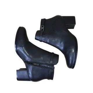 Photo of Andrea Ankle Boots Women’s 5.5 Black Block Heel Buckle Side Zip Dress Booties