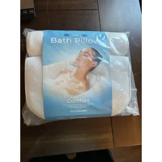 Photo of Basic Concepts Luxury Bath Pillow Ergonomic Neck Support Bathtub Cushion White