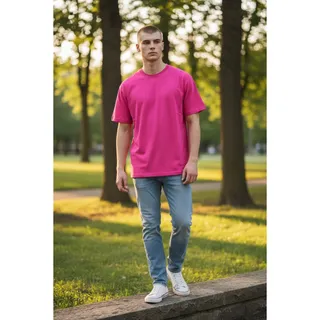 Photo of Hanes Wow Pink Men’s T-Shirt Size Large New