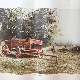 Photo of VTG Dwayne Warwick “Stone’s Wagon” Lithograph Print Tennessee Squire Art 25x17.5