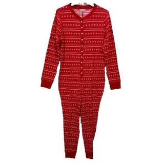 Photo of J.Crew Union Suit Red Fair Isle Thermal Pajamas Christmas Loungewear 2X