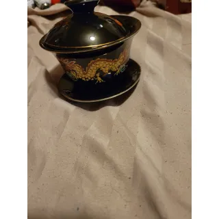 Photo of Chinese cobalt porcelain covered tea cup