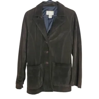 Photo of Casual Corner Blazer Brown Suede Genuine Italian Leather Coat 90s Vintage Small