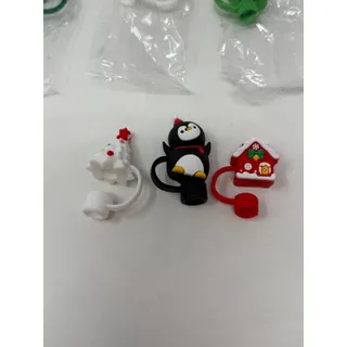 Photo of Christmas Silicone Straw Covers Set of 13 Santa Snowman Tree Gift Star Penguin