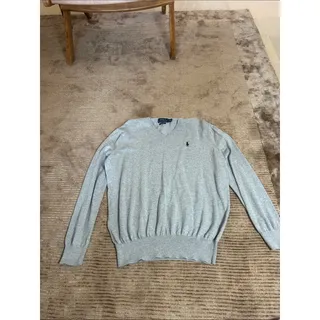 Photo of Polo by Ralph Lauren Heather Gray V-Neck Sweater career business casual S