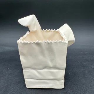 Photo of Vintage Scioto Paper Bag Bunny 1990's Planter Container Never Painted