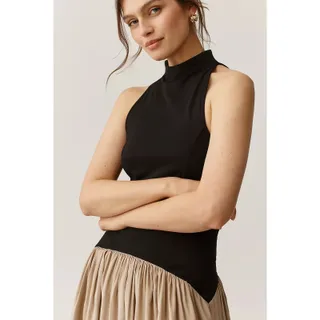 Photo of New Anthropologie Maeve Mariana Drop-Waist Maxi Dress $168 X-LARGE Black & Tan
