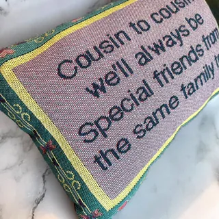 Photo of Vintage Cousin Quote Tapestry Pillow Family Tree 11x8 USA Made