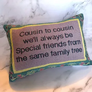 Photo of Vintage Cousin Quote Tapestry Pillow Family Tree 11x8 USA Made