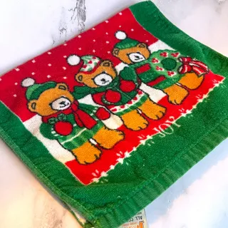 Photo of Vintage Christmas Teddy Bear Hand Towel Franco Cotton Holiday Kitchen Bath 17"