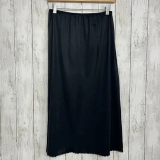 Photo of Vintage Fruit Of The Loom Black Nylon Lace Trim Slip Skirt Large Whimsigoth Goth
