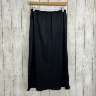 Photo of Vintage Fruit Of The Loom Black Nylon Lace Trim Slip Skirt Large Whimsigoth Goth