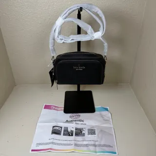 Photo of NWT Kate Spade Small Zip Around Crossbody Black seffiano leather with COA