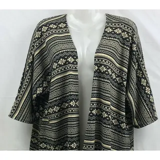 Photo of Lularoe Lindsay Kimono Duster Women S Black Aztec Open Front Cardigan Boho