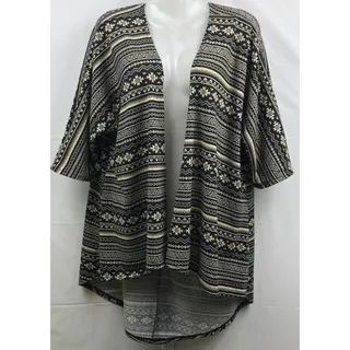 Photo of Lularoe Lindsay Kimono Duster Women S Black Aztec Open Front Cardigan Boho