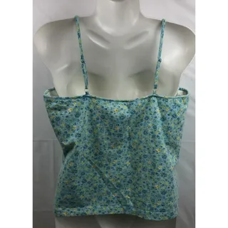 Photo of St. John's Bay Tank Top Women XL Blue Floral Cotton Adj Straps Built In Bra