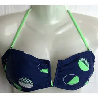 Photo of Old Navy Bikini Top Women S Blue Polka Dot Swim Bandeau Padded Deep V Plunge
