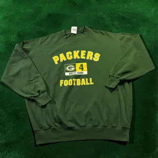 Photo of Vintage Green Bay Packers Brett Favre Crewneck Sweatshirt NFL Players XXL Green
