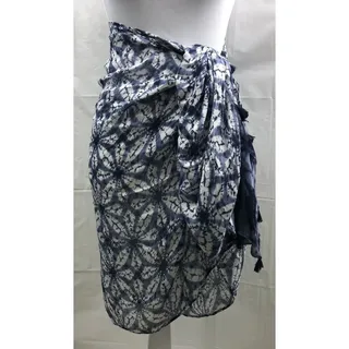 Photo of Unbranded Summer Scarf Large Lightwieght Tassel Blue White Rectangular 27" x 70"