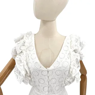 Photo of J.Crew White Cotton Eyelet Ruffle Maxi Dress