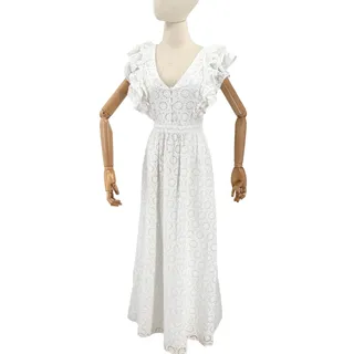 Photo of J.Crew White Cotton Eyelet Ruffle Maxi Dress