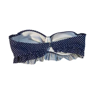 Photo of Xhilaration Blue Polka Dot Sttrapless Ruffled Swimwear Bikini Top Women Sz M