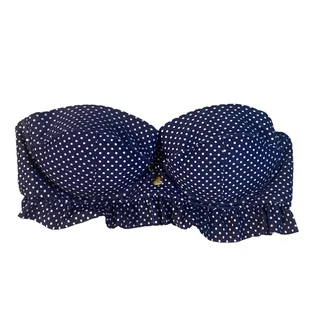 Photo of Xhilaration Blue Polka Dot Sttrapless Ruffled Swimwear Bikini Top Women Sz M
