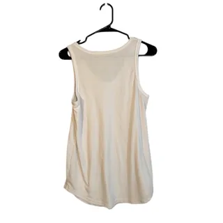 Photo of White Sleeveless Ribbed V-Neck Lightweight Stretch Tank Top Women Sz M