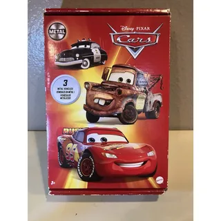 Photo of Disney Pixar Cars Metal Die-Cast Vehicle 3-Pack Mater McQueen Sheriff