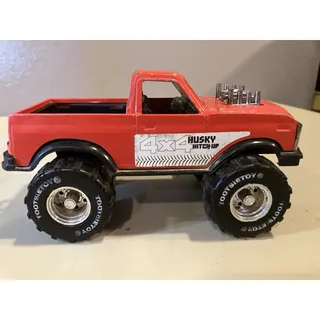 Photo of Vintage Tootsietoy Husky 4x4 Pick-Up Truck Red Monster Truck Engine Out Hood