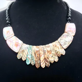 Photo of Abalone Fringe Collar Necklace REVERSIBLE—Estate Piece