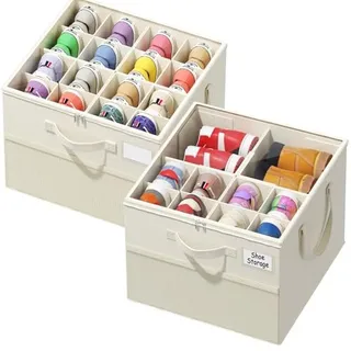 Photo of Plus Size 2-Pack Shoe Organizer for Closet, Foldable Shoe Storage Box